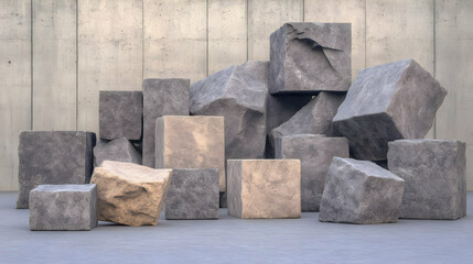 Grey and Beige Rock 3D Illustration