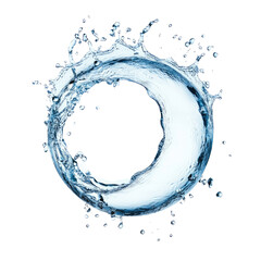 Water logo, a water sphere with splashes of blue color, on a transparent background,