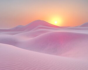Minimalist horizon a golden sun over clean smooth dunes