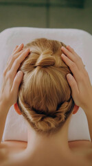 Naklejka premium Relaxing Hair Bun Back View Photo
