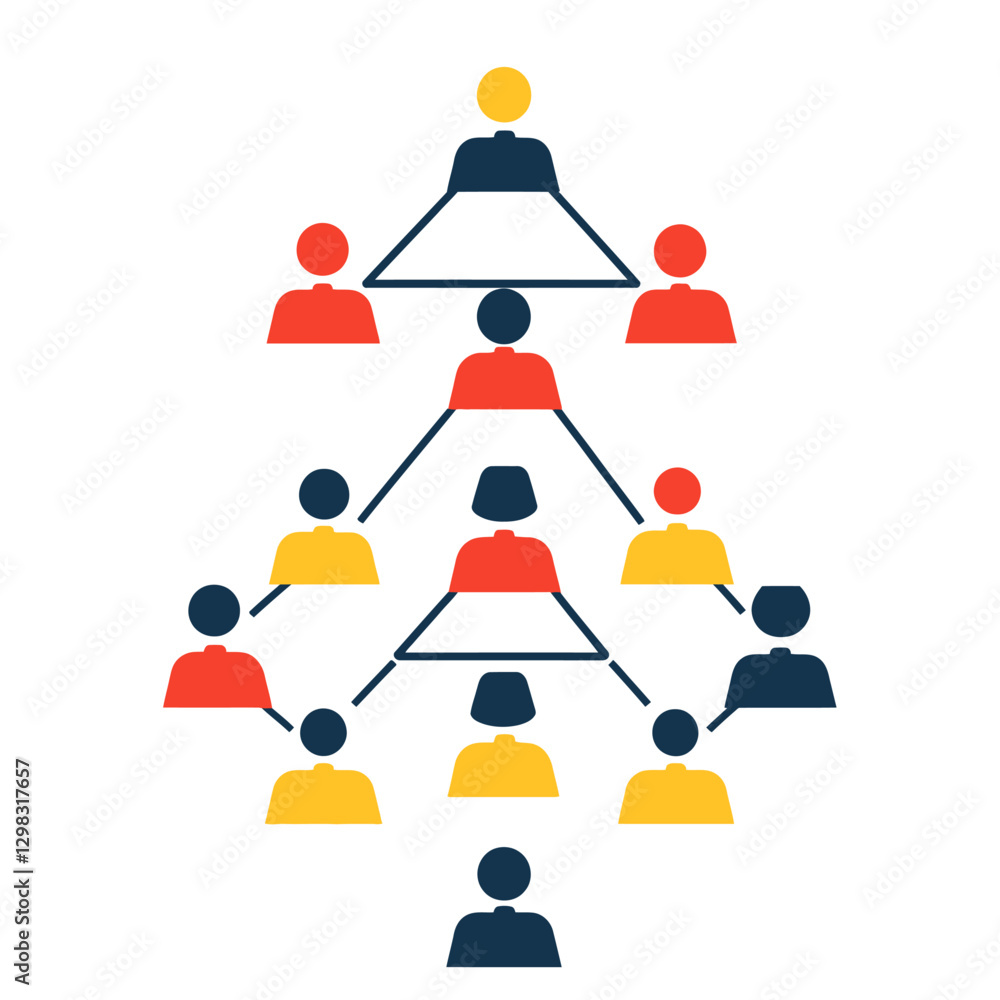 Poster Organization chart with hierarchy structure on clean white background
