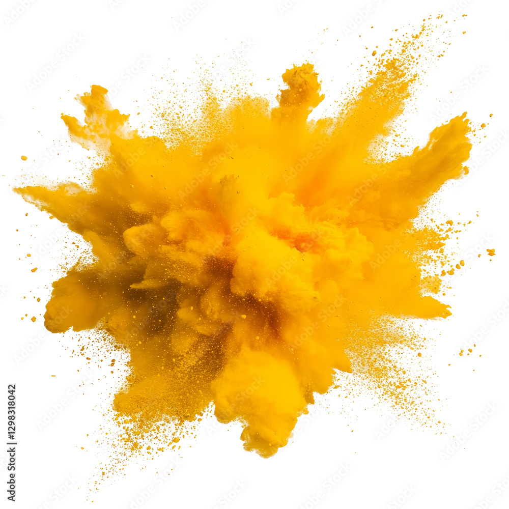 Poster bright yellow color explosion isolated on a transparent background creating a vibrant and dynamic ar