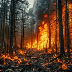 Burning forest on fire, disaster Generated AI