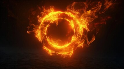 Fototapeta premium glowing orange fireball against a black background
