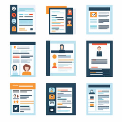 Vector illustration of job application and CV templates for recruitment