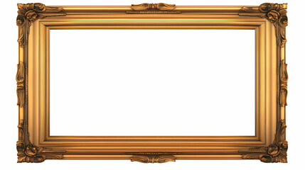 Ornate Gold Picture Frame 3D Illustration