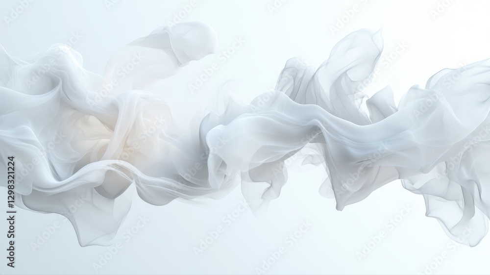 Aufkleber abstract flowing white fabric against soft background creating a sense of motion and elegance.