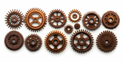 Brown Wooden Gears 3D Illustration