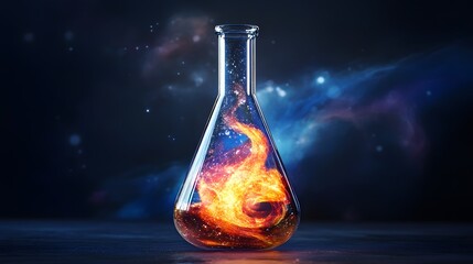 Captivating glass bottle with intense fire inside creating a unique visual representation of passion and energy