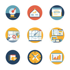 Business Icon Set of Project Management, Planning, Productivity and Time