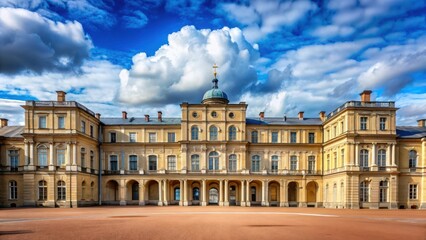 Grandiose facade of the ornate Tsar palace in Gatchina, architecture, ornate palace, architecture,ornate palace