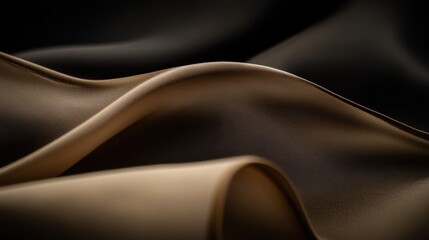 Fototapeta premium Soft Silk Fabric Waves in Elegant Shades of Black and Brown Tones