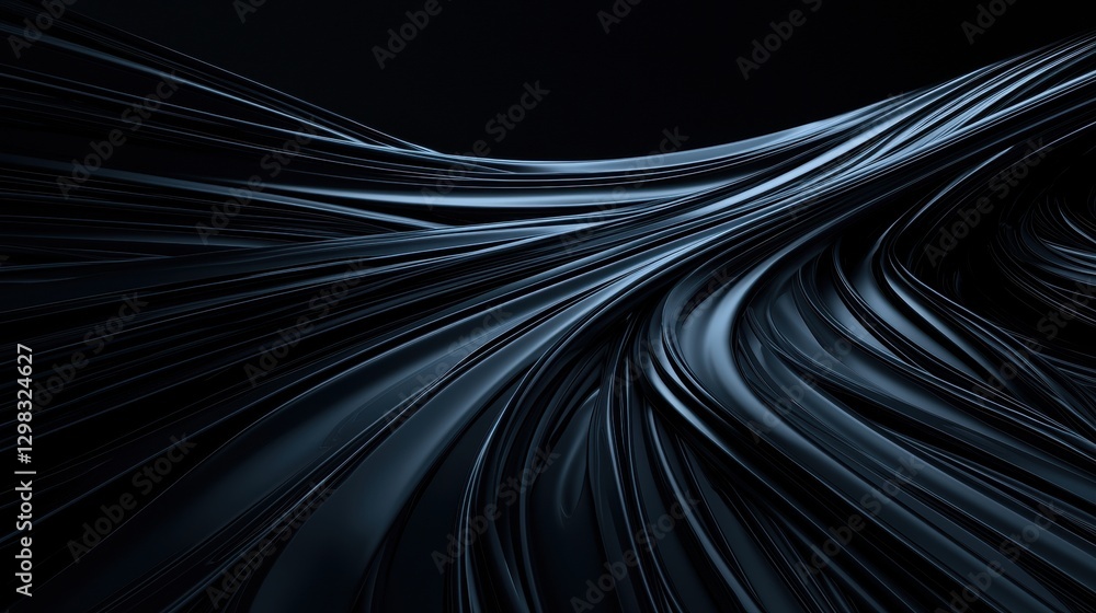 Poster dark, abstract design with flowing lines and curves.