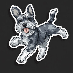 Playful Miniature Schnauzer Dog Hopping in Anime Style Capturing the Joyful Spirit of a Lively Pup with Big Eyes and a Cute Expression Perfect for Pet Lovers and Animation Fans