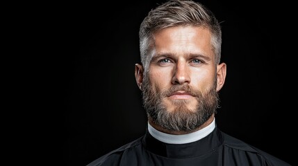 Obraz premium Priest Portrait Against Black Background