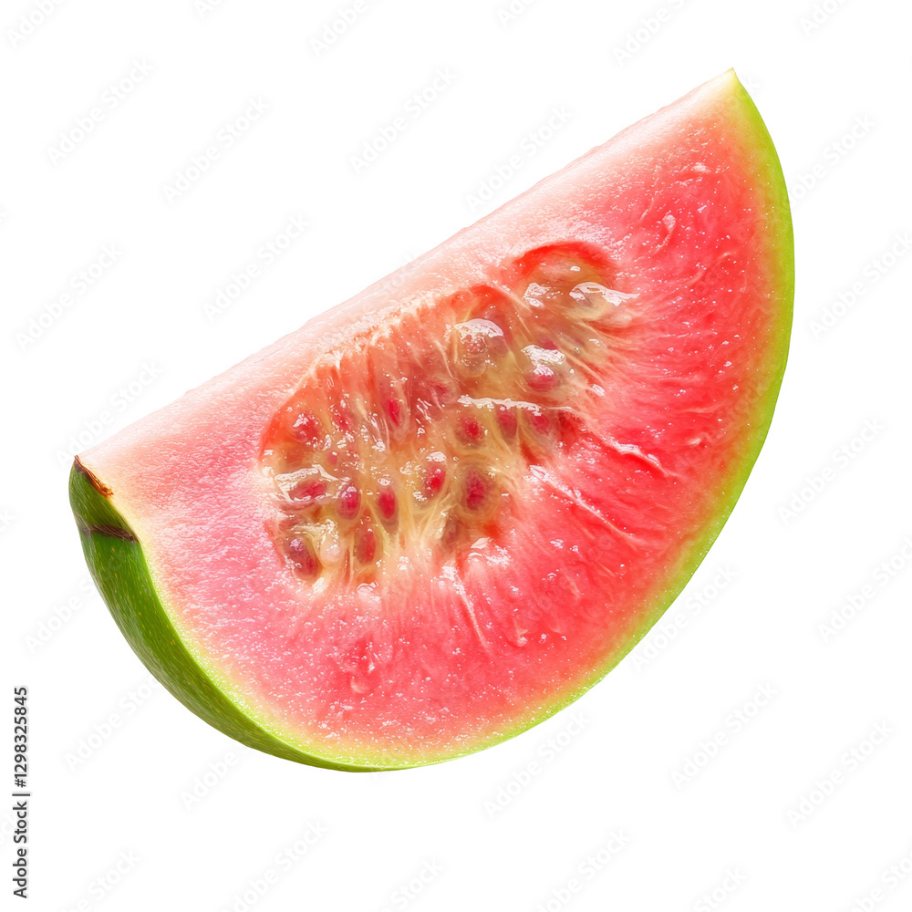 Aufkleber a fresh pink guava slice showcasing vibrant color against a clean transparent background in a simple