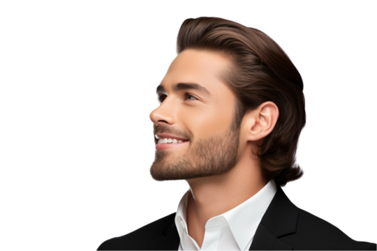 Man Looking Over Shoulder Isolated on Transparent Background