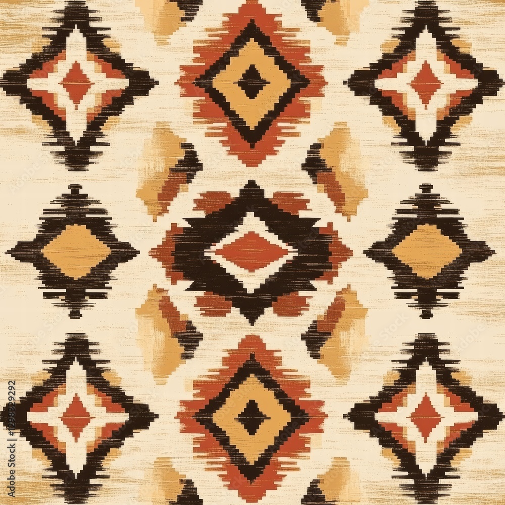Poster Colorful geometric pattern with unique design elements on a neutral background in a textile inspiration. Generative AI