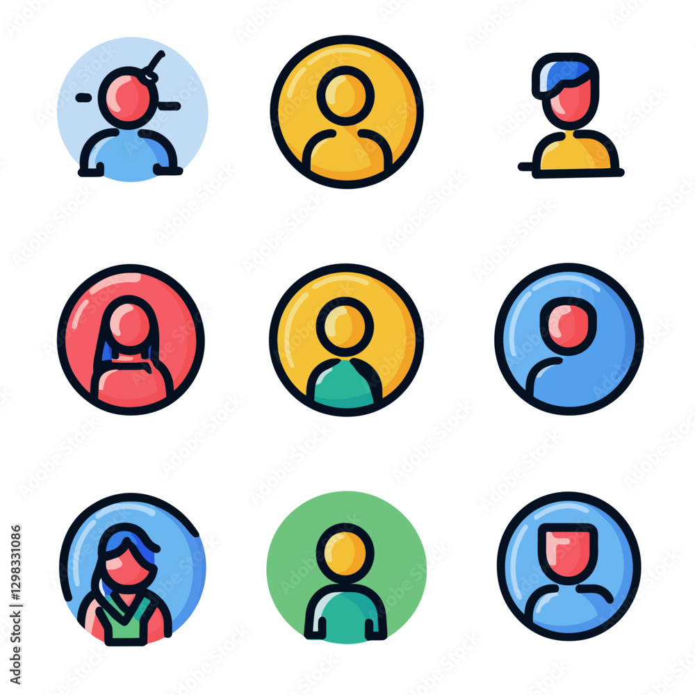 Poster Diverse Avatar Collection: User Profile Icons for Interface Design Elements