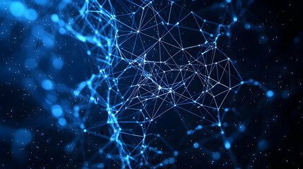 Abstract Blue Network Of Connected Dots And Lines Representing Modern Technology