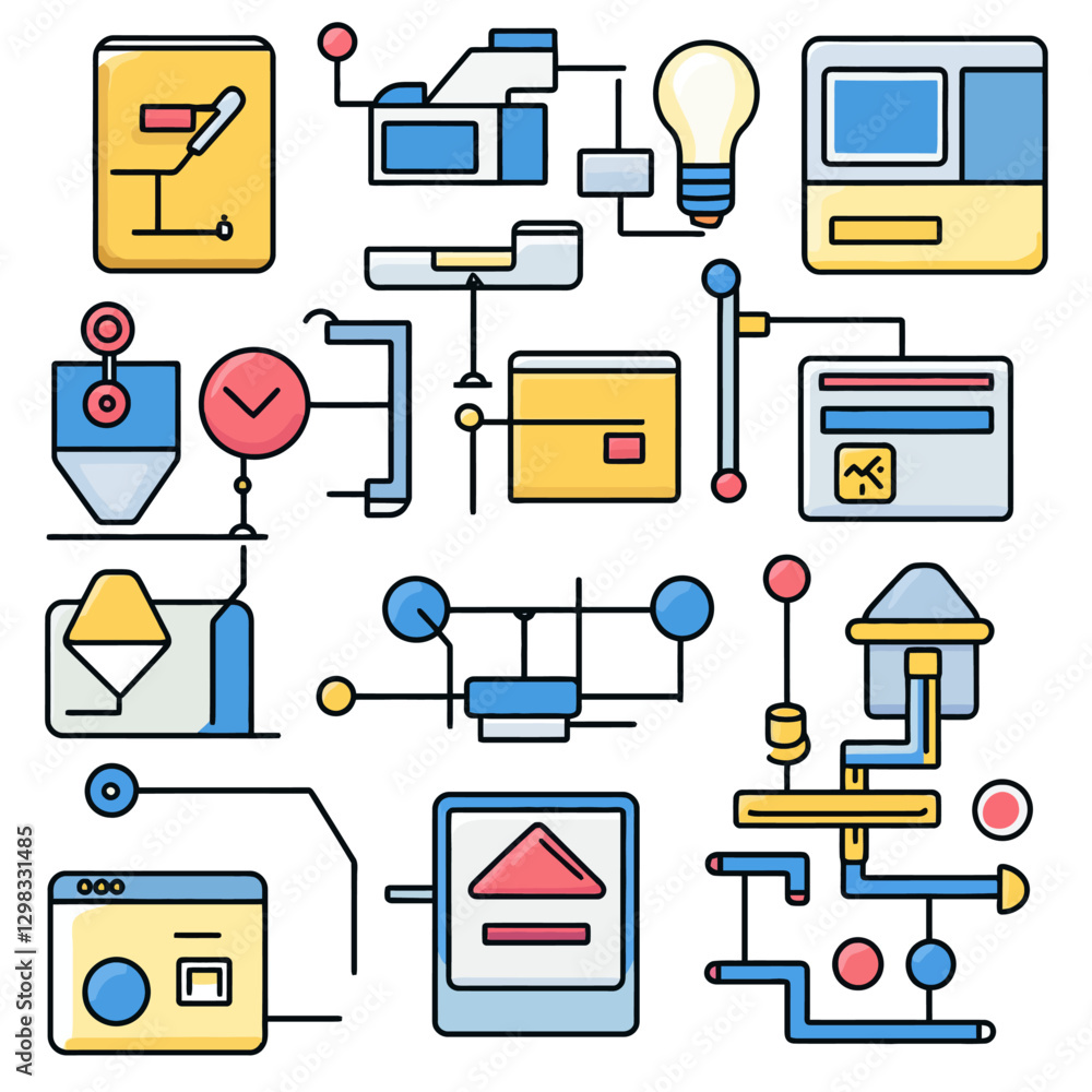 Poster abstract network diagram illustration of connected devices and systems