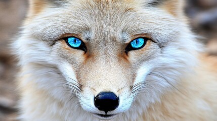 Obraz premium arctic fox eye reflecting the frozen tundra 