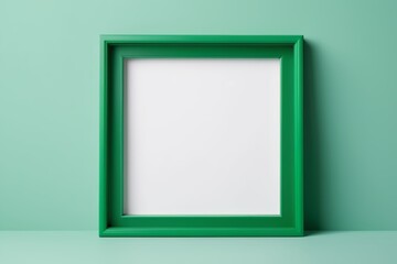 a green frame on a green wall with a white background