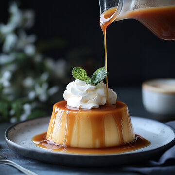 Flam casero con nata y caramelo