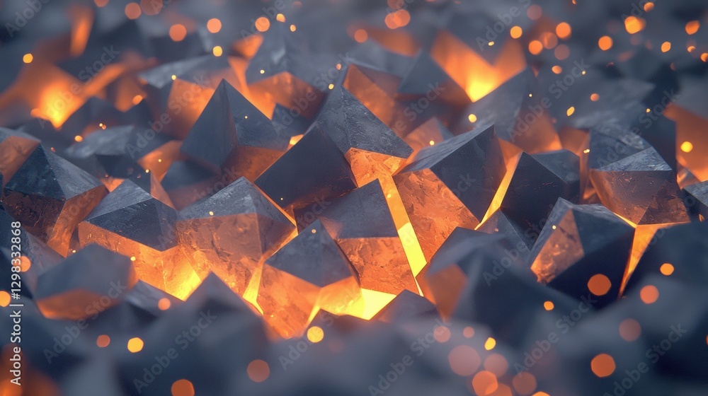 Poster a 3d rendering of a fiery, abstract composition.