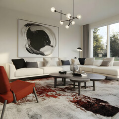 Modern Living Room 3D Illustration