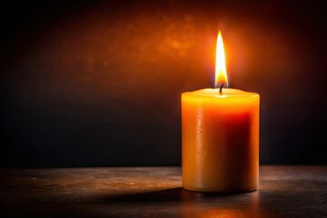 A single candle's ethereal glow illuminates the dark, a mystical night still life captured in low light.