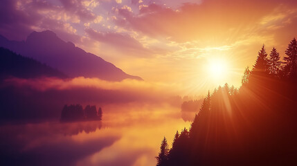 A beautiful mountain range with a lake in the foreground