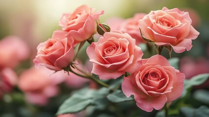 Obraz premium Pink Roses in Garden Bloom