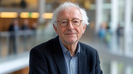 Senior man portrait in modern building
