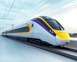 Naklejka premium High-speed train, urban track, travel