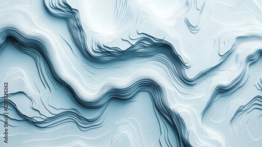 Poster Artistic abstract design featuring flowing lines with soft blue and white tones. Generative AI