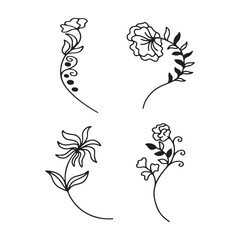 Floral Vector Set with Beautiful Decorative Flower Designs