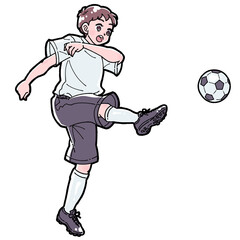 サッカーをする男の子のイラスト