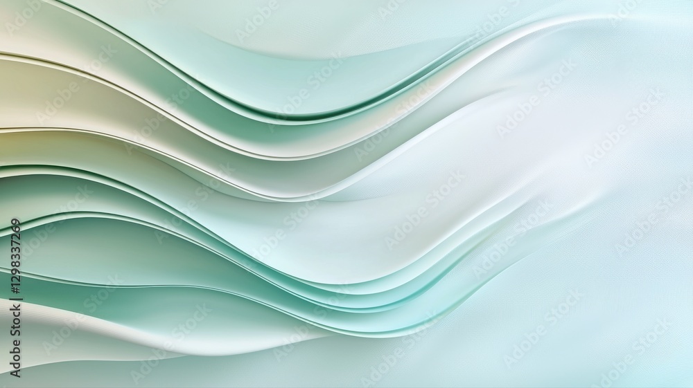 Poster abstract teal and white flowing waves creating a soothing and elegant visual for graphic design insp