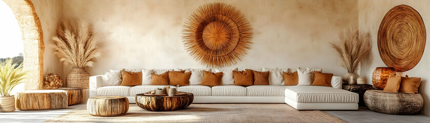 Bohemian Living Room 3D Illustration