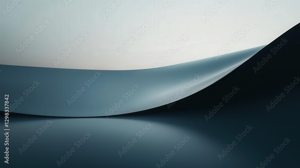 Poster abstract curved shapes with soft light and minimalist design