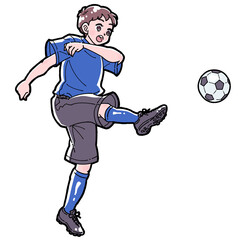 サッカーをする男の子のイラスト