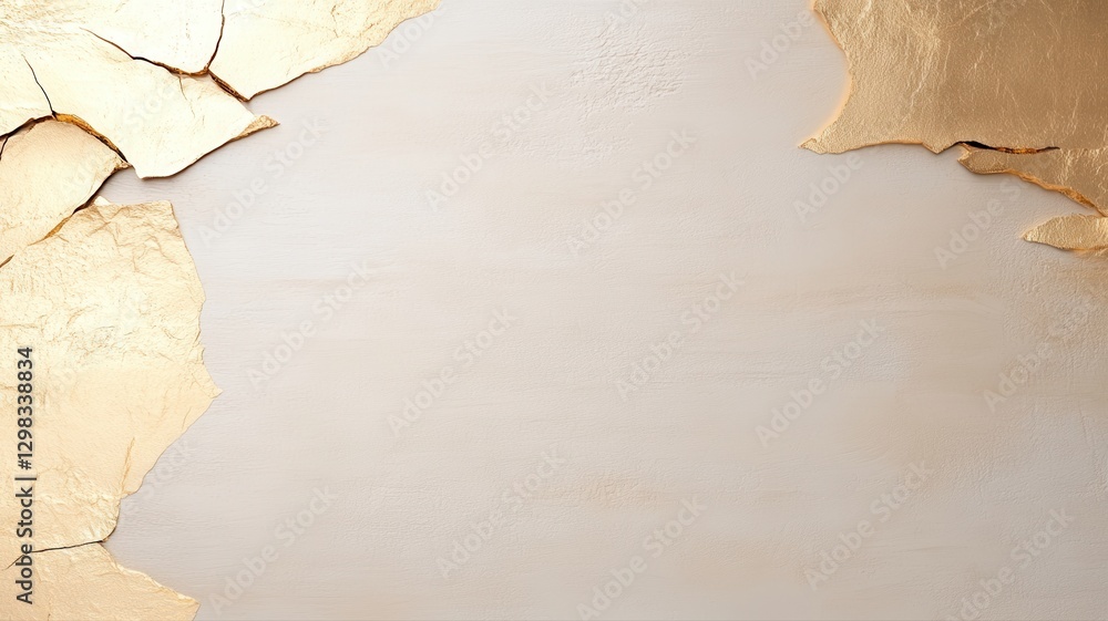 Poster abstract textured background with gold cracked patterns on a beige surface, ideal for creative desig