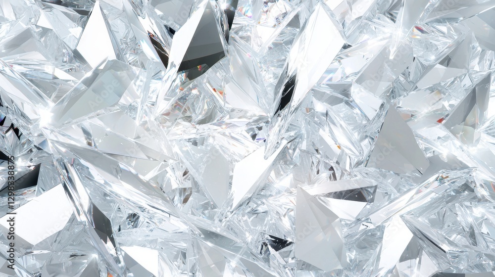 Poster a textured background of white diamonds with varying facets and angles.