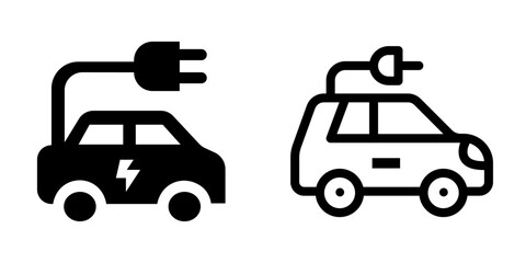 Modern Electric Car Icon Design Symbol Set