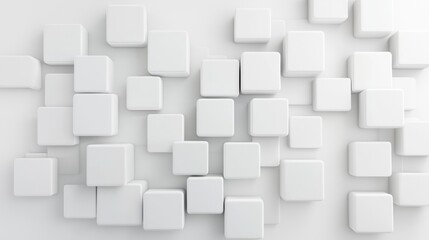 A 3D rendering of white cubes arranged in a grid-like pattern.