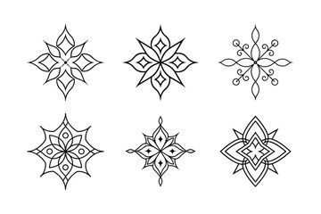 Set of Ornate Decorative Floral Art.