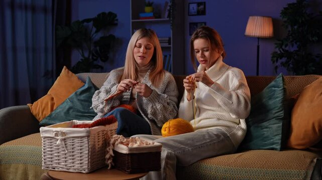 Crafting Cozy Moments With Friends While Knitting Handmade Treasures at Home