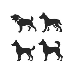 Labrador Retriever Dog collection silhouette black vector on white background