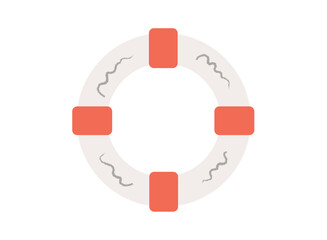 Lifebuoy Illustration in Vector Style. Simple Shape and Subtle Colors on White Background